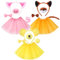Hestya 3er Set Tier Kostüm Zubehör Rosa Schwein Gelb Tiger Bären Verkleidung Outfit Ohren Haarreif Fliege Schwanz Tutu Tierkostüm Set für Kinder Erwachsene Karneval Halloween Cosplay Thema Party