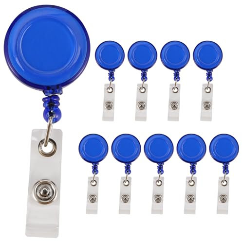 Diheohg 10 Einziehbare Reel ID Abzeichen Lanyard Name Tag SchlüSselkartenhalter GüRtelclip Farbe: Blau Menge: 10 Stk