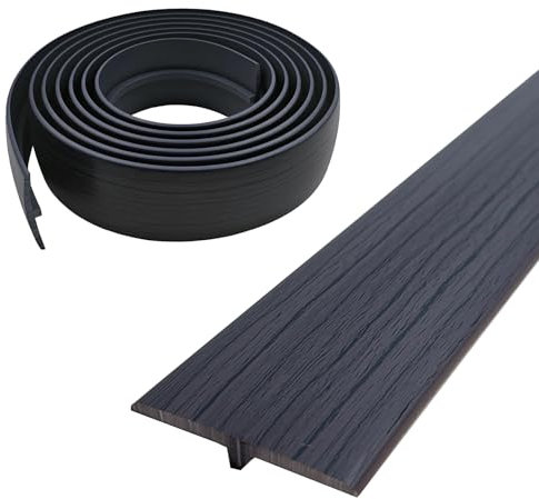 Profilé de transition, profilé en T, autocollant, 5 × 300 cm, en PVC, revêtement plat, pour seuils de porte et sols de raccordement, de carreaux de sol stratifié, 5 cm × 5 m