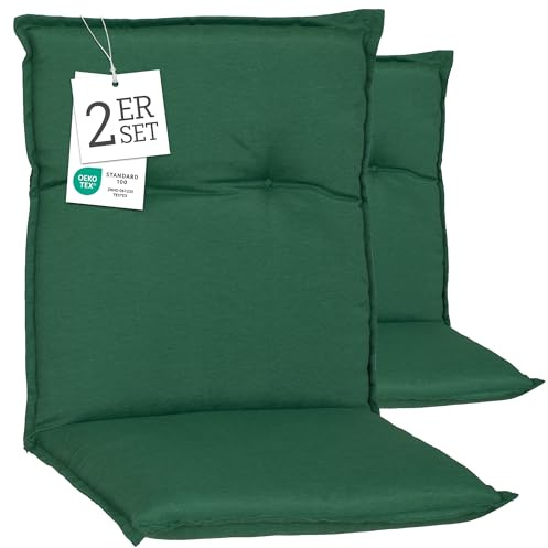 Beo® Turin Sitzauflagen für Niedriglehner | 2er Set | Waschbar bei 30° | Made in EU | Öko-Tex Standard | Atmungsaktiv | UV-beständig | Polsterauflage für Gartenstuhl