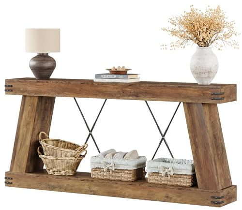 Tribesigns Konsolentisch, 180 x 30 x 85 cm, Beistelltisch, Flurtisch, Sofatisch für kleinen Raum, Konsolentisch mit Stauraum im Eingangsbereich für Eingang, Flur, Wohnzimmer, Braun