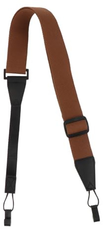 Ukulelengurt ohne Schrauben, Verstellbar mit Doppel J-haken, Kaffeefarben | Ukulelen und Bariton Modelle, 1 Stück mit Clipverschluss, für Reisen und Straßenmusik