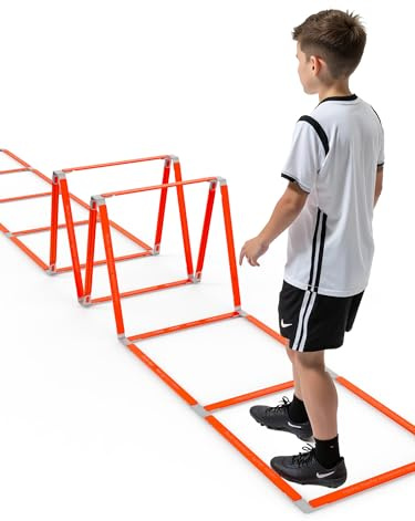 balbali Tangle-Free Agility Ladder 10 Rungs 4.6M, Rugby/Football Training Equipment for Kids, Athletic Speed Drills, Football Gift for Boys & Girls, Adults - Orange