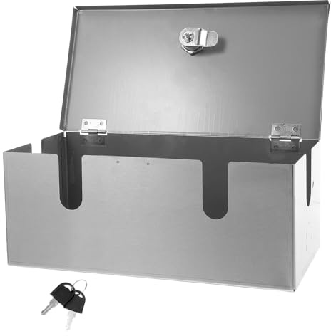 WOONEKY Lockable Waterproof Stainless Steel Socket Box Large Outdoor Electrical Outlet Cover Weatherproof Socket Protector Key for Indoor and Outdoor Use