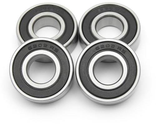 Steinfelder Normteile - 4 Stück Kugellager 6202 2RS / 15x35x11 mm, Rillenkugellager