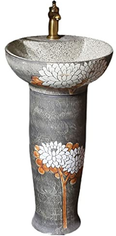 Lavandino Per Lavanderia Lavabi in ceramica for bagno Lavandino artistico vintage Lavabo verticale con piedistallo lavabo in un unico pezzo Piedistallo combinato Lavabi Da Esterno Freestanding