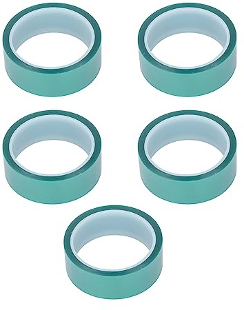 Jeffergarden PET-Abdeckband, Hitzebeständig, Hochtemperatur-Silikonkleber, Abschirmend Grün, Spurloses Polyester, 5-teiliges Set, 33 Mm Breite und Länge. Ideal Zum Sprühlackieren, Galvanisieren,