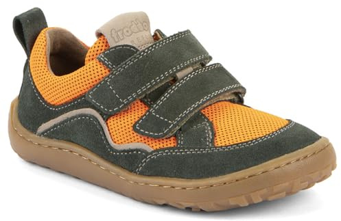Froddo Barfußsneaker Leder + Meshbesatz Doppelklett Barefoot * G3130271 (Green/Orange, EU Schuhgrößensystem, Grundschulkind, Numerisch, M, 29)