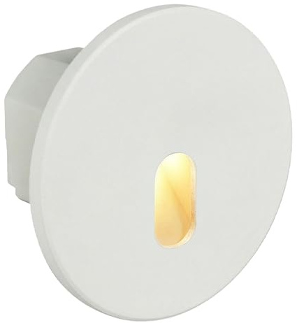 Maxkomfort LED Treppenbeleuchtung 230V Modular – 3CCT Lichtfarbe Einstellbar, Magnet-Montage für 60/68mm Schalterdosen, Wandeinbauleuchte Treppe Stufenlicht Innen, 1,5W | Weiß | Rund - Oval | MOD6