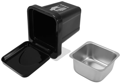 SOESFOUFU Mini Poubelle Murale Noire en Acier Inoxydable et Abs Design Compact avec Couvercle pour Voiture Cuisine pour Espaces Restreints et Comptoirs