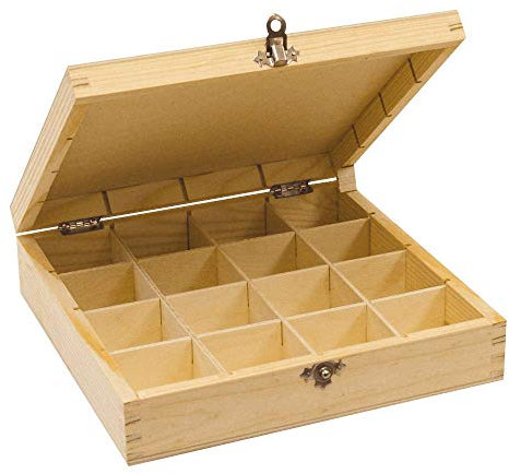 Inneo Boîte de Rangement 16 Compartiments en Bois Brut