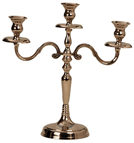 Moderner Kerzenständer Kerzenleuchter 3-armig aus Metall in Silber Höhe 31 cm Breite 26,5 cm