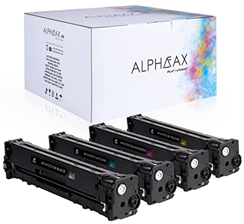 Alphafax 4 Toner kompatibel mit HP CF210X CF211A CF212A CF213A für HP Laserjet Pro 200 M251n Color MFP M276nw M276n M251nw - Schwarz 2.400 Seiten, Color je 1.800 Seiten
