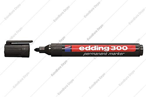 Edding Permanent Markers 300, Plastic Body, Pack of 10 Bullet Tip – Black