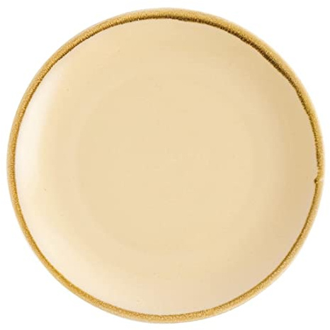 Olympia Kiln Runde Teller 280mm / 11 inch (4er Pack), Sandsteinfarbenes Porzellan, stoßfest und spülmaschinenfest, für Restaurant, Café und Haushalt, GP462