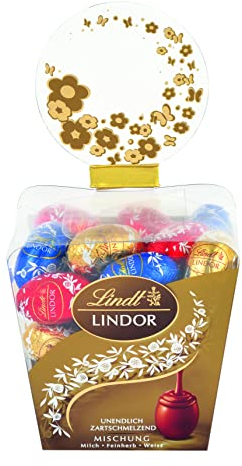 Lindt Schokolade LINDOR Eier Mix | 3 x 150 g | LINDOR Eier mit zartschmelzender Füllung in den Sorten Milch, Weiß, 45% geinherb | Oster Schokolade | Schokoladengeschenk | Ostereier | Schokoeier