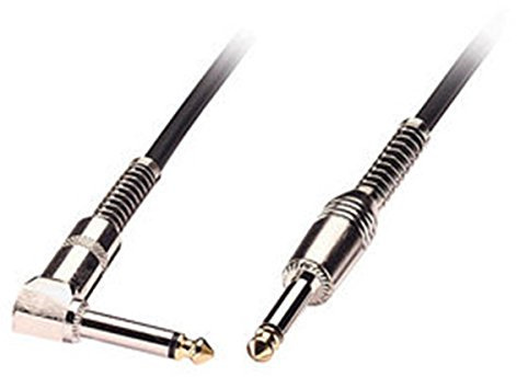 LINDY 6m Guitar Lead - 1/4 Inch Straight Jack to 1/4 Inch Right Angled Jack Black