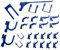 Wall Control KT-200-DLX - Kit de ganchos de metal para tablero perforado con ranuras, azul, para almacenamiento y organización, surtido de lujo, capacidad de 22,7 kg, fabricado en EE. UU.