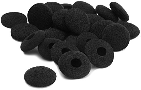 Okuli Pack of 24 x Black Foam Ear Pads Sponge Mesh Cushion Pads For Earphones & Headphones - 15-18mm