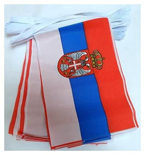AZ FLAG - Fahnenkette Serbien 6 Meter Mit 20 Flaggen - 21x14 cm - Serbische Girlande Flaggenkette 14 x 21 cm