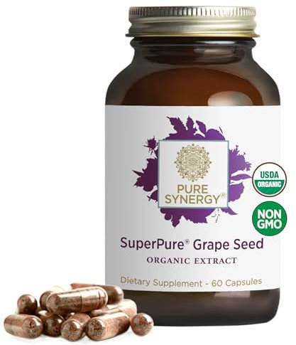 Pure Synergy SuperPure Grape Seed Extract for Heart Health, Skin, and Healthy Aging Support (60 Capsules)