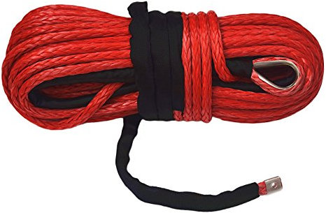 Red 16mm*28m Synthetic Winch Rope,UHMWPE Rope for Electric Winch, Plasma Winch Rope,ATV Winch Line (Red)