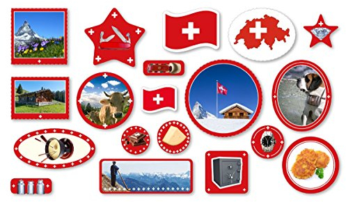XXL-Großkonfetti * SCHWEIZ * mit 57 großen Konfetti-Teilen für eine Motto-Party oder Länder-Party // Swiss Switzerland Alpen Kinder Kindergeburtstag Deko Motto