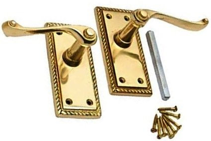 EUROART Georgian Latch Handle Set for Doors - 113 x 50mm - Polished Brass