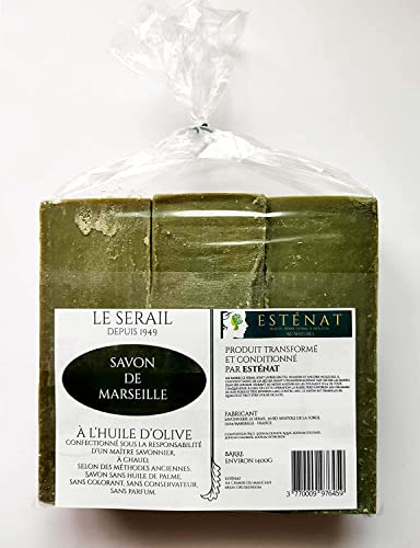 Die Serail Savonnerie Marseillaise seit 1949 - Stück echte Marseiller Seife 1,4 Kg. EXTRA REINE Rohseife aus Olivenöl - Garantie ohne Palmöl