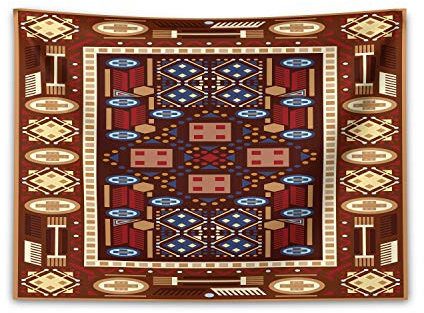 ABAKUHAUS Naher Osten Wandteppich, Oriental Rhombus Entwurf aus Weiches Mikrofaser Stoff Waschbar ohne Verblassen Digitaldruck, 150 x 110 cm, Mehrfarbig