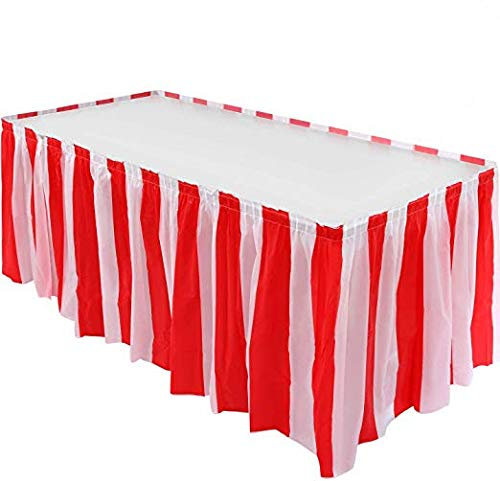 Frmarche Tischdecke mit roten Streifen und weißer Tischdecke für Geburtstage, Picknick und Buffettisch