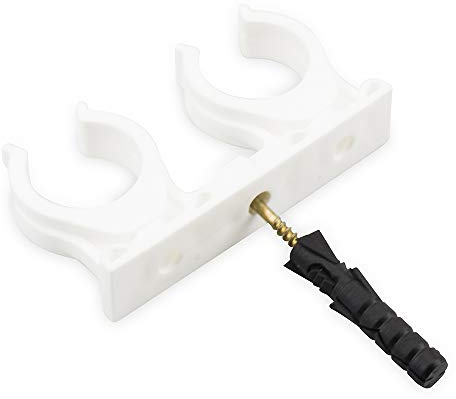 Generisch Doppel Rohrclip Clipser Rohrhalter 14-15/16-18/20-22/25-28 mm, Weiß, 50 Stück