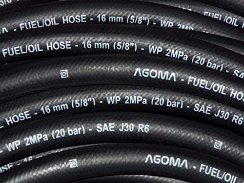 2m Length of Fuel Hose - Reinforced Rubber Hose for Fuel, Diesel, Petrol, Water - Oil-Resistant Flexible Pipe for Engine Fuels,(5mm) Internal,12mm External (5mm)