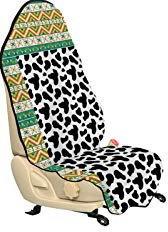 ABAKUHAUS Kuh-Druck Universal Schon und Autositzbezug, Kuhfell Schwarz Spots, Stoff für Fahrer Vordersitze Anti Slip, 75x145cm, Charcoal Grau Weiß