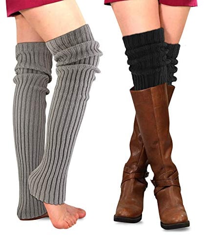 PHOGARY 2 Paia Scaldamuscoli de Donna, Warmer Gamba Ginocchio Inverno Legwarmer Scaldamuscoli Lungo Stivale Manicotti con Risvolto Lavorato a Maglia all'Uncinetto per Donne