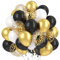 Luftballons Schwarz Gold, 60 Stück Metallic Gold Ballons, Luftballons Golden Konfetti, Deko Hochzeit Schwarz Gold Weiss, Helium Balloons für Kindergeburtstag Geburtstagsdeko