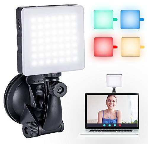K&F CONCEPT Touch Sensor-Licht Leuchten Kamera-Videoleuchte Dimmfähige Beleuchtung + 4 FLeuchten Filter Videoleuchte für Makeup Vlogging Licht mit Saugnapf-Computerhalterung