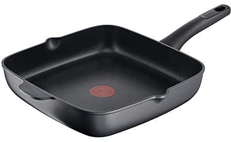 Tefal E23540 Ultimate Poêle à frire carrée profonde en fonte d'aluminium Répartition de la chaleur Revêtement anti-adhésif Signal thermique Nettoyage sans effort Durable Compatible induction Noir