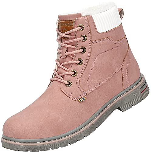 Mishansha Femme Bottes Hiver Randonnée Chaussures Imperméable Bottes de Neige en Plein Air Chaudes Fourrure Bottine, Rose 39