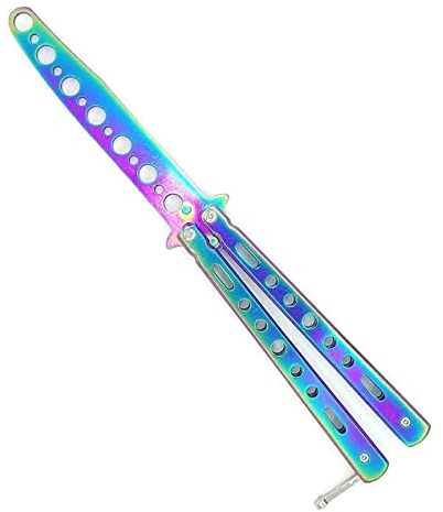 LOGOGO Butterfly Trainer Knife, Rainbow Butterfly Messer, Nicht scharf Butterfly üBungsmesser Ungeschärft, Butterfly Trainingsmesser für Balisong-Trainingsmesser AnfäNger-Der Flipping-Tricks üBt
