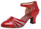 Donna Scarpe da Ballo，Scarpe col Tacco per Feste Matrimoni Latino Moderno e Tango (Rosso, 34EU Normale)