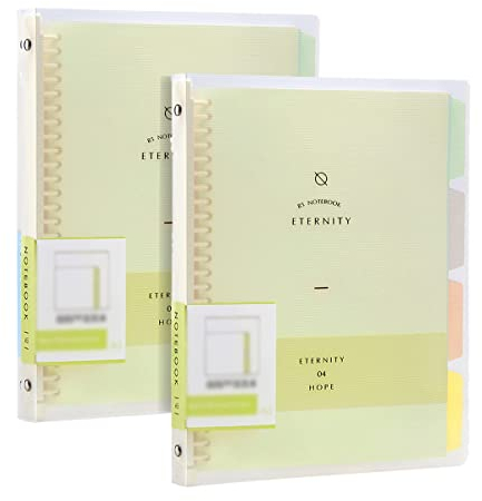 2 Stück A5 Spiral Dotted Notizbuch, PP Loseblatt Notebook Transluzenter mit Vierfarbigem Indexetikett