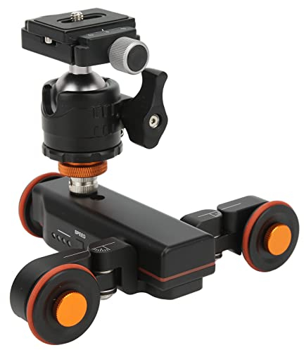 Yunseity 3-Rad-Kamera-Slider-Dolly, Kabellose Fernbedienung, 3 Geschwindigkeiten, Motorisierter Kamera-Video-Dolly-Slider mit Kugelkopf, für DSLR-Kamera, Camcorder, Smartphone