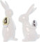 Dekoleidenschaft 2X Osterhase Classical aus Porzellan, weiß mit Osterei in Gold & Silber, Hasen 20 + 23 cm hoch, Dekofigur, Dekohase