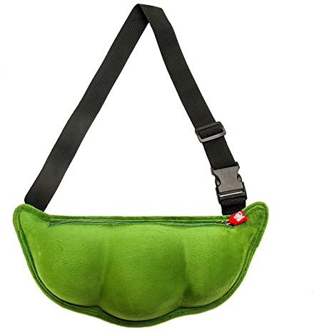 Unisex-Brusttasche, Plüsch-Bohnen-Form, Hüfttasche, Umhängetasche, Tagesrucksack, Schultertasche, Bauchtasche mit verstellbarem Riemen, Grün , 14.9x6.3x2.7inch/38x16x7cm, Neuartig