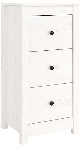 vidaXL Solid Wood Pine Sideboard Living Room Furniture Wooden Cupboard Storage Cabinet Highboard Home Organiser Side Telephone Cabinet White