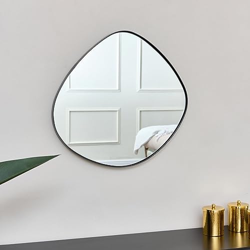 Melody Maison Black Asymmetrical Pebble Wall Mirror 50cm x 50cm