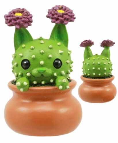 Ebros Gift Cattus Die Kaktus-Katze im Topf, skurrile Katzenfigur, die sich in eine Sukkulentenpflanze verwandelt, klein, 5,7 cm hoch, Sammlerstück, Kunstharz, Sukkulenten, Heimdekoration