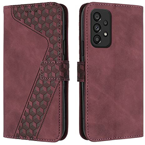 OKZone Kompatibel mit Samsung Galaxy A23 4G/5G/M13 4G/M23/F23 5G Hülle, PU Leder Handyhülle Tasche Wallet Schutzhülle Flip Cover Klappbar Brieftasche Etui mit Magnet TPU Lederhülle (Rot)