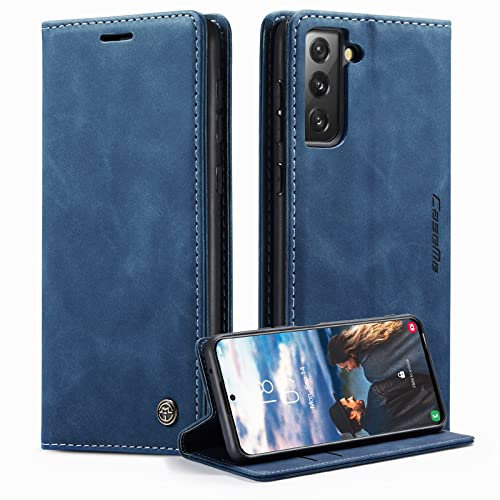 caseme Handyhülle für Samsung Galaxy S21 FE 5G Hülle Premium Lederhülle Klappbar Flip Case Tasche Magnet Kartenfach Standfunktion Schutzhülle für Samsung Galaxy S21 FE 5G 6,4'' - Blau